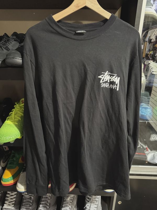 Stussy Black Santa Ana Logo Long Sleeve (Size M) • Brand New [5166]