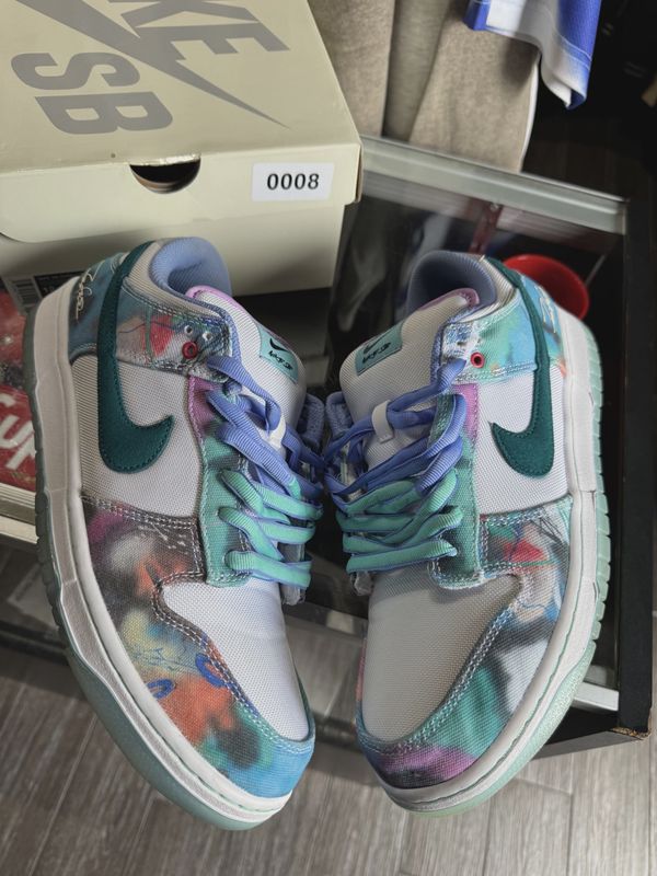 Nike SB Dunk Low Futura Laboratories Bleached Aqua • Pre-Owned [5234]