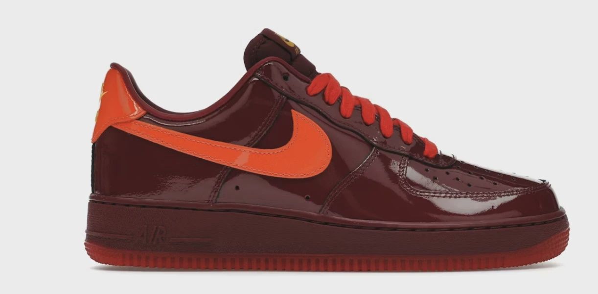 Nike Air Force 1 Low Patent Leather Dark Team Red Safety Orange • Brand New [4573]