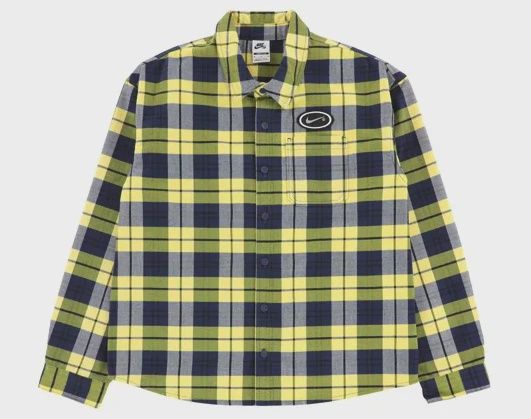 Nike Nike SB x Eric Koston Midnight Navy/Speed Yellow Skate Flannel • Brand New [9957]