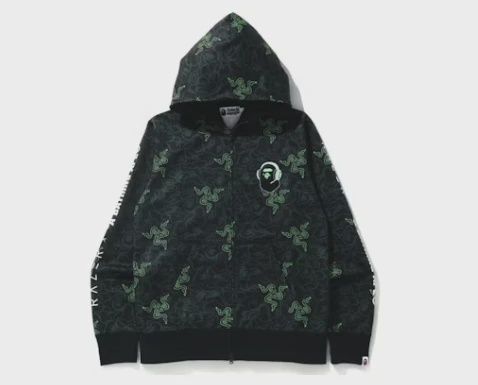BAPE x Razer Neon Camo Full Zip Hoodie Green • Brand New [2095]