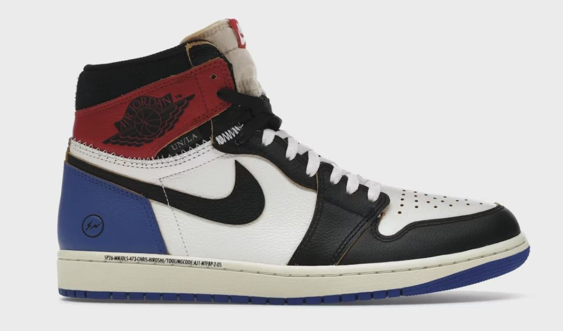 Air Jordan 1 Retro High Original SP Fragment  x Union LA Varsity Red Sport Royal Blue • Brand New [3224]