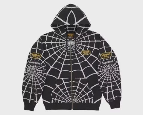Supreme Vanson Leathers Spider-Man Zip Up Hooded Sweatshirt Black • Brand New [4051]