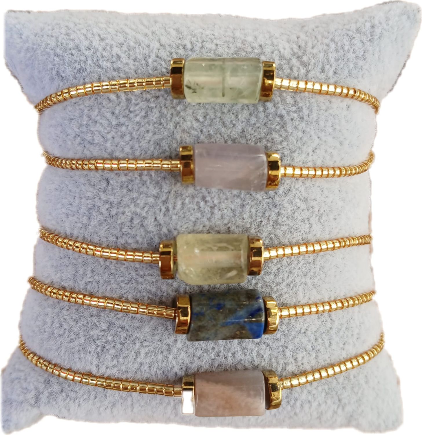 Pulsera con cuarzo y delica dorada