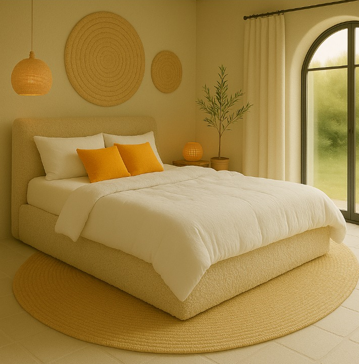 Boxspring Salinas Deluxe Bouclé, Color: Beige
