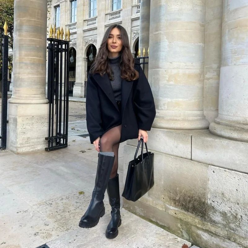 Single-breasted Lapel Loose Wool Women &amp; Jacket Coat
