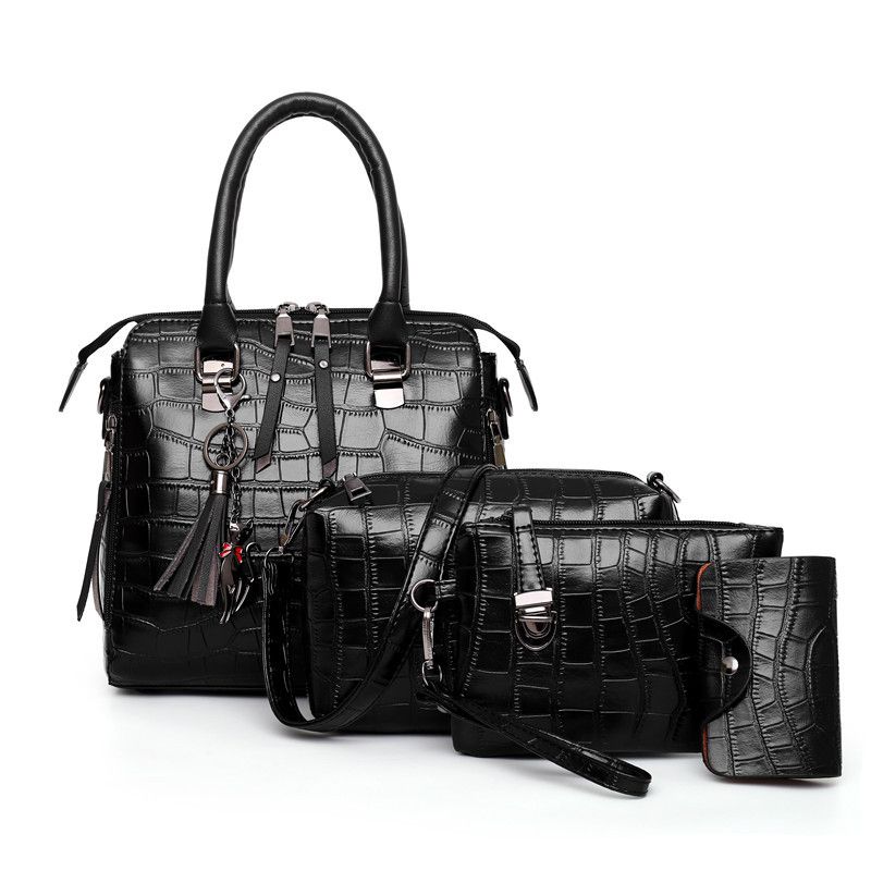 Women Bag 2024 New Urban Simple Fashion Trendy Shoulder Crossbody Portable Crocodile Pattern Mother Bag Four-Piece Set Women Bag