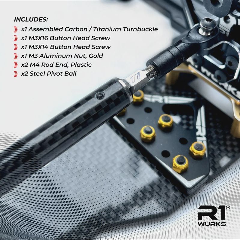 R1WURKS Titanium/Carbon Fiber Wheelie Bar Turnbuckle [250mm – 265mm]