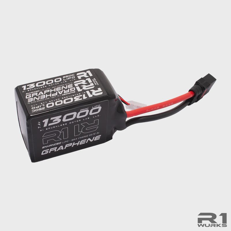 R1WURKS 13000mah Enhanced 7.4v 250c Graphene Lipo ( 6 Gauge)