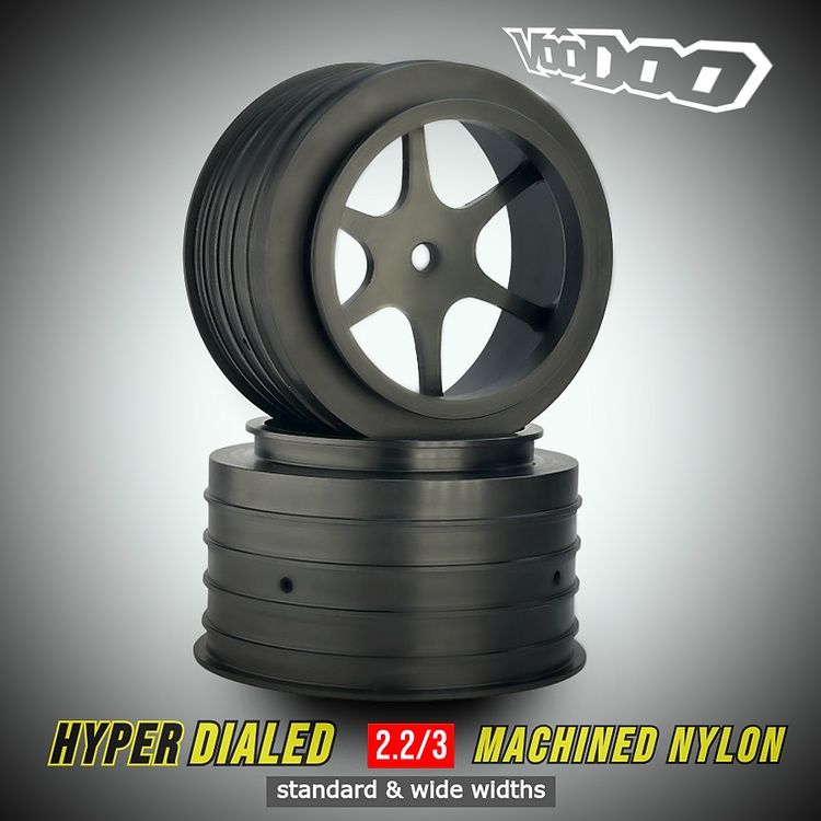 VooDoo V1 - 6 Spoke Machined Nylon Rear Drag Wheels (2.2/3&quot;) (2 wheels) &quot;WIDE&quot;