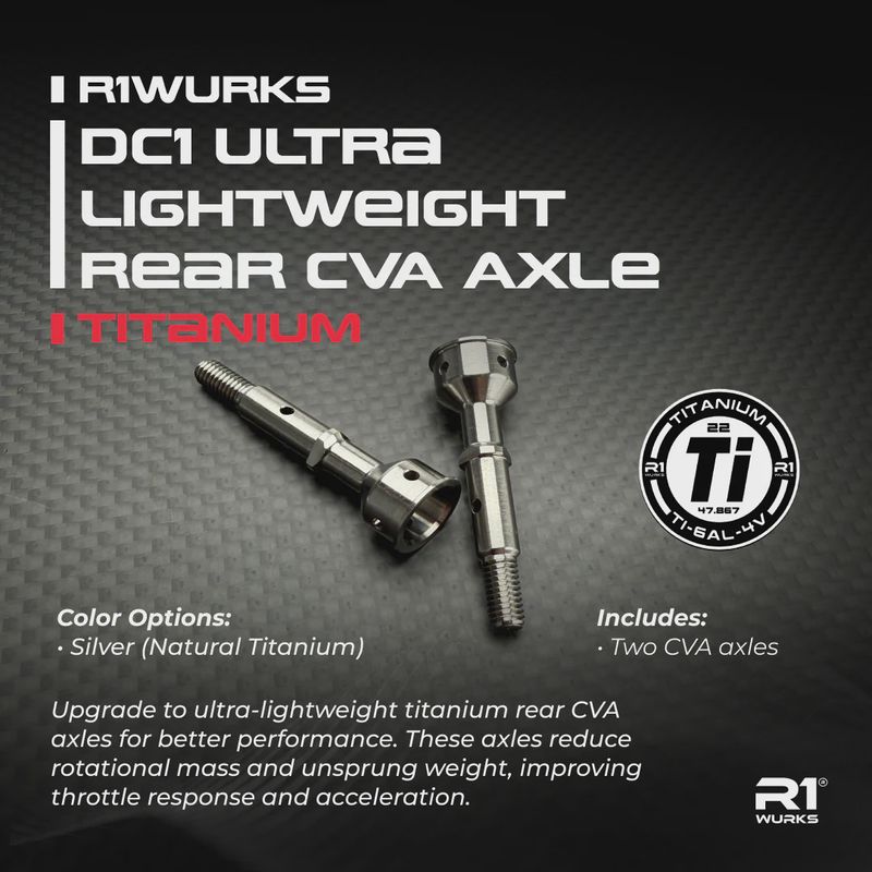 R1WURKS DC1 Ultra Lightweight Rear CVA Axle, Titanium