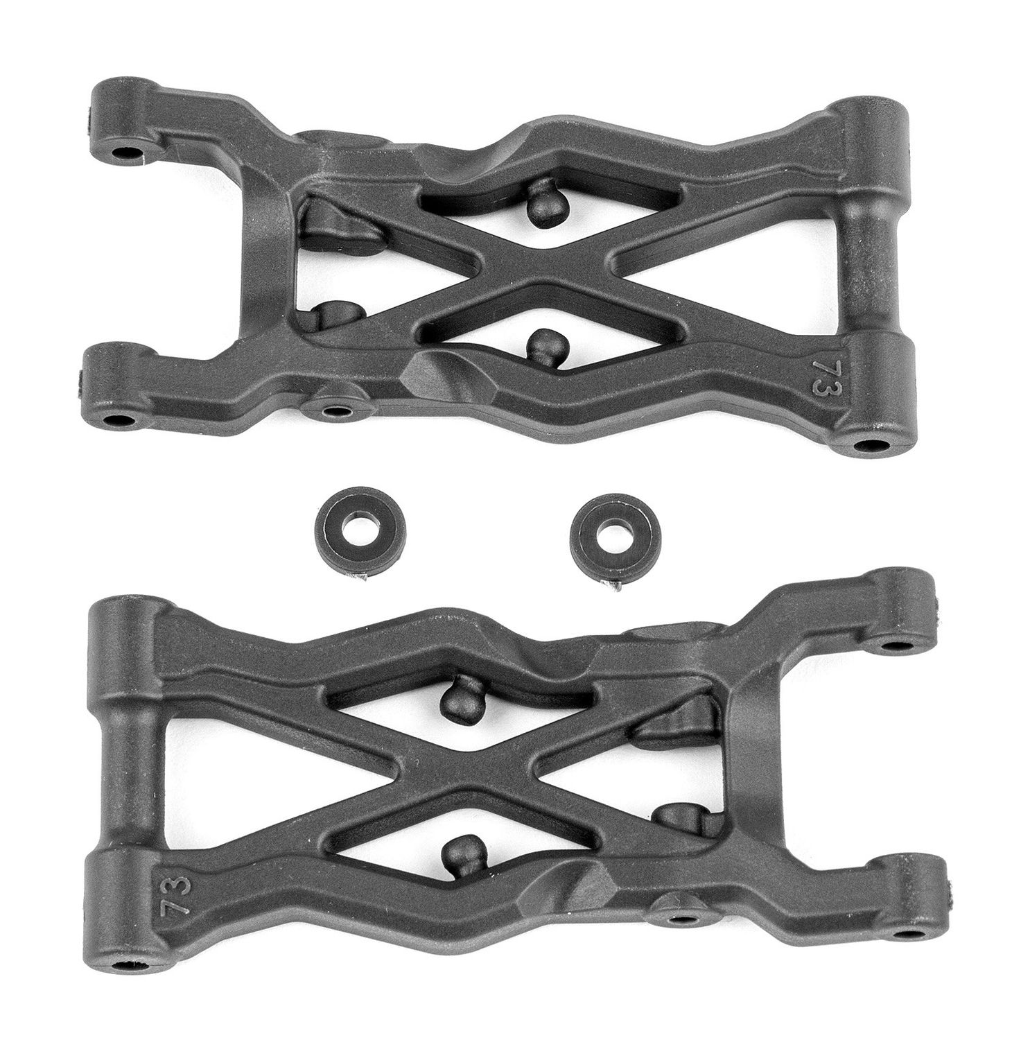 RC10B6.2 Factory Team Rear Suspension Arms, 73mm, Carbon Fiber