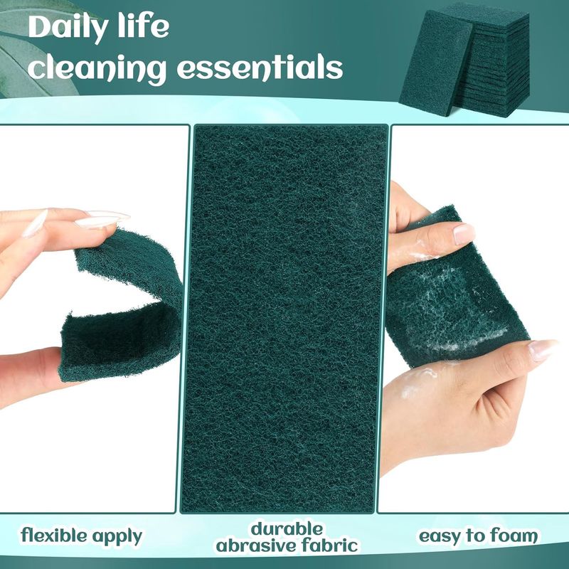 Hoolerry 5 Pcs Heavy Duty Scouring Pads Non Scratch Household Scrub Pads