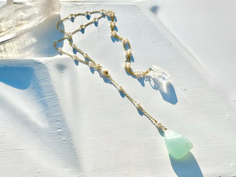 Arequipa Crystal and Aquamarine Gold Scapular