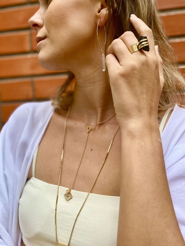 Slim Earring Crystal | Gold