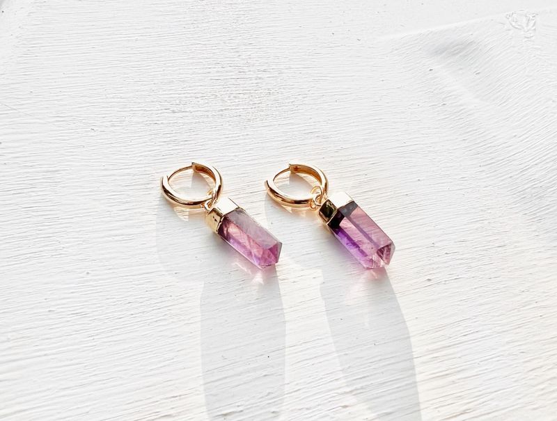 Nia Amethyst Gold Hoop Earrings