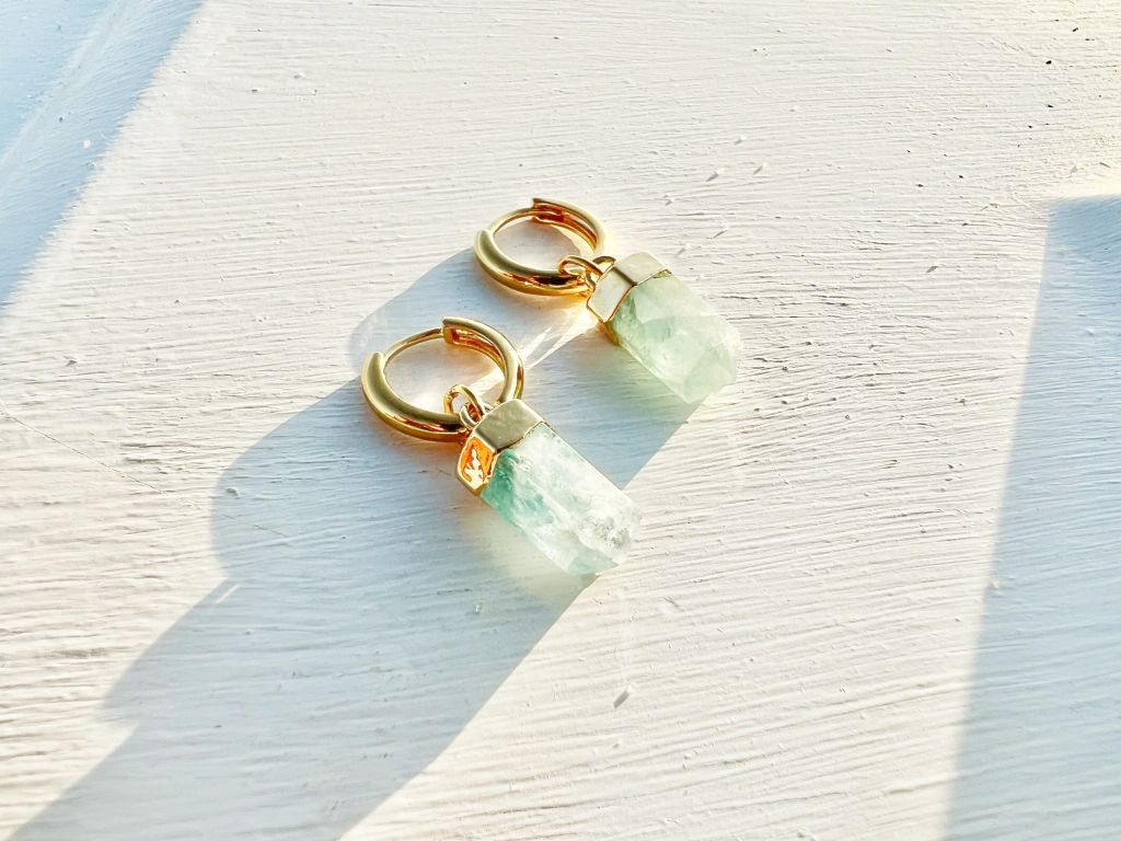 Nia Aquamarine Gold Hoop Earrings