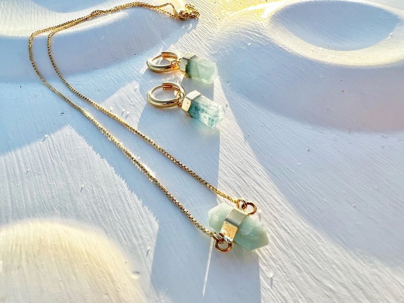 Nia Aquamarine Gold Hoop Earrings