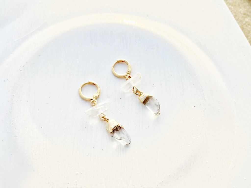 Trinity Crystal Gold Hoop Earrings