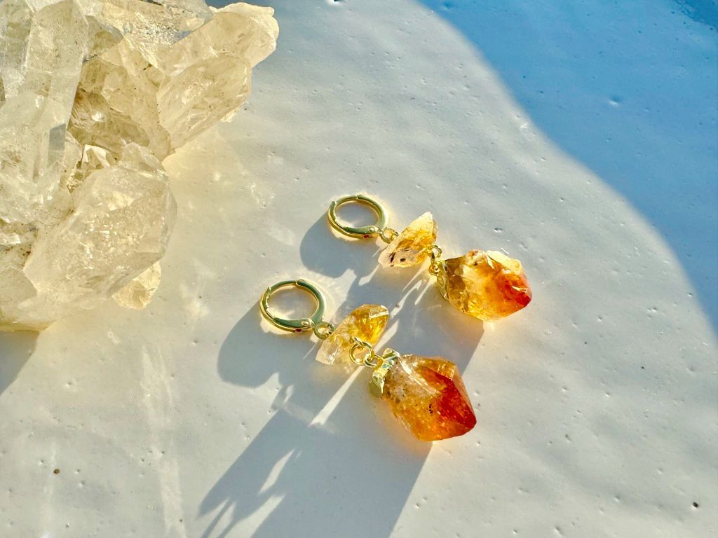 Argola Trinity Citrino dourado