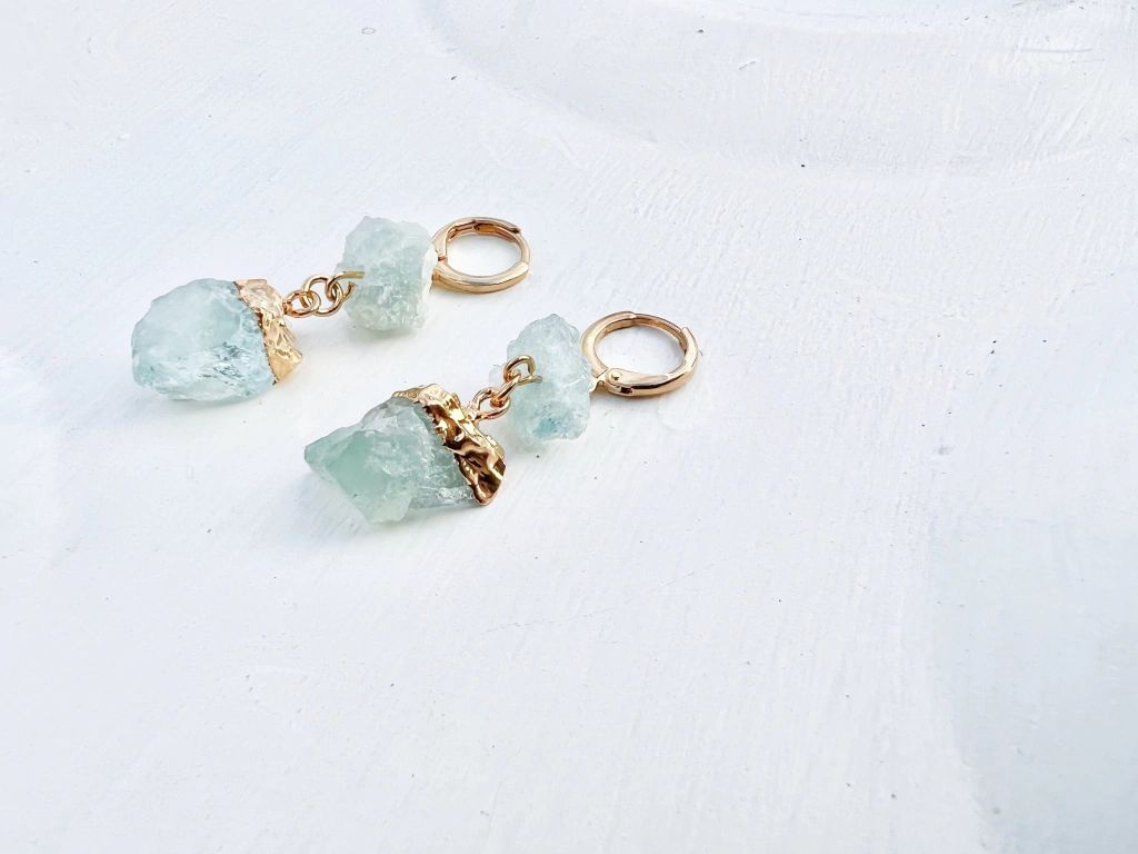 Argola Trinity Água-marinha dourado