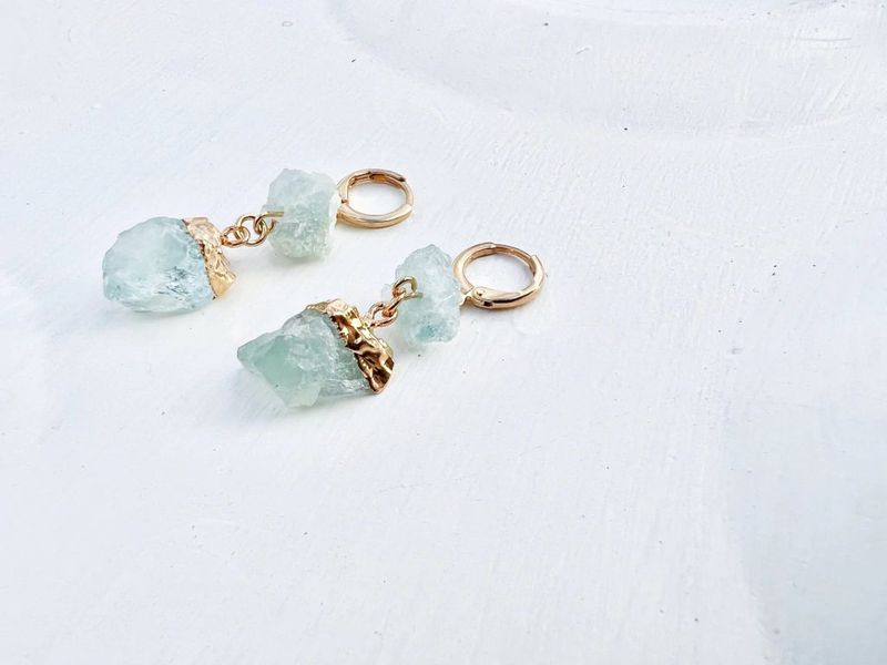 Argola Trinity Água-marinha dourado