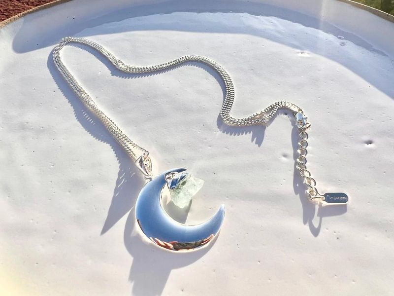 Silver Aquamarine Lunar Necklace