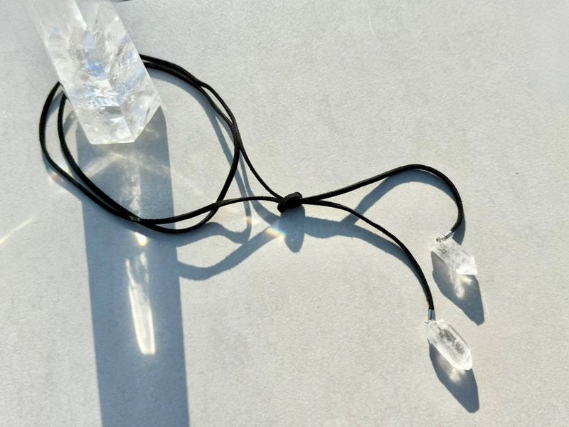 Maya Black Crystal Gold Leather Necklace