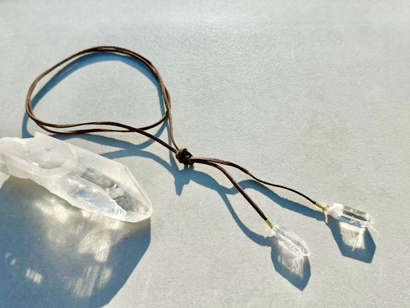 Maya Brown Leather Necklace with Gold Crystal
