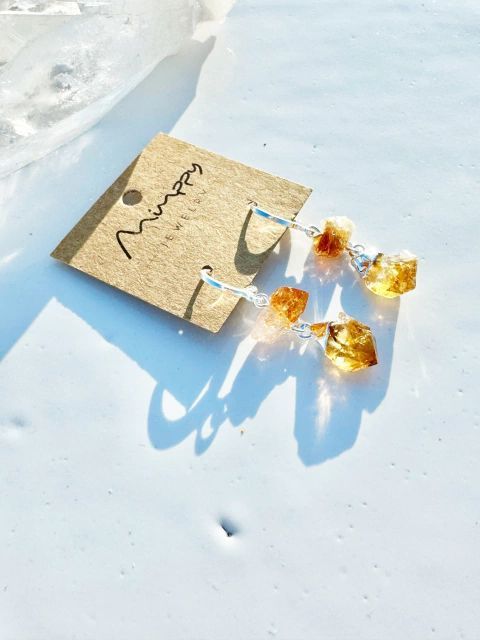 Trinity Citrine Silver Hoop