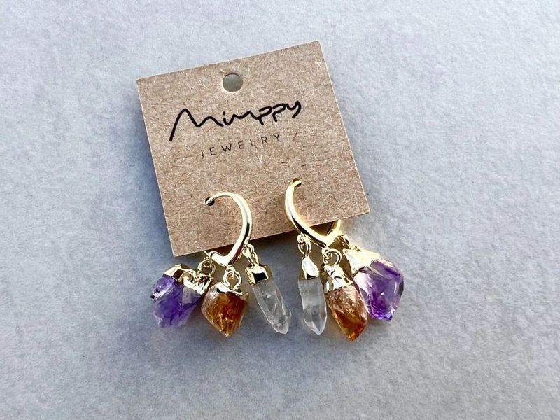 Amethyst, Citrine and Golden Crystal Patuá Ring