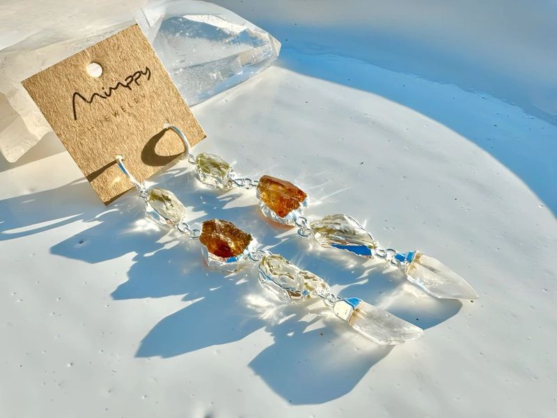 Queen Crystal and Citrine Silver Earrings