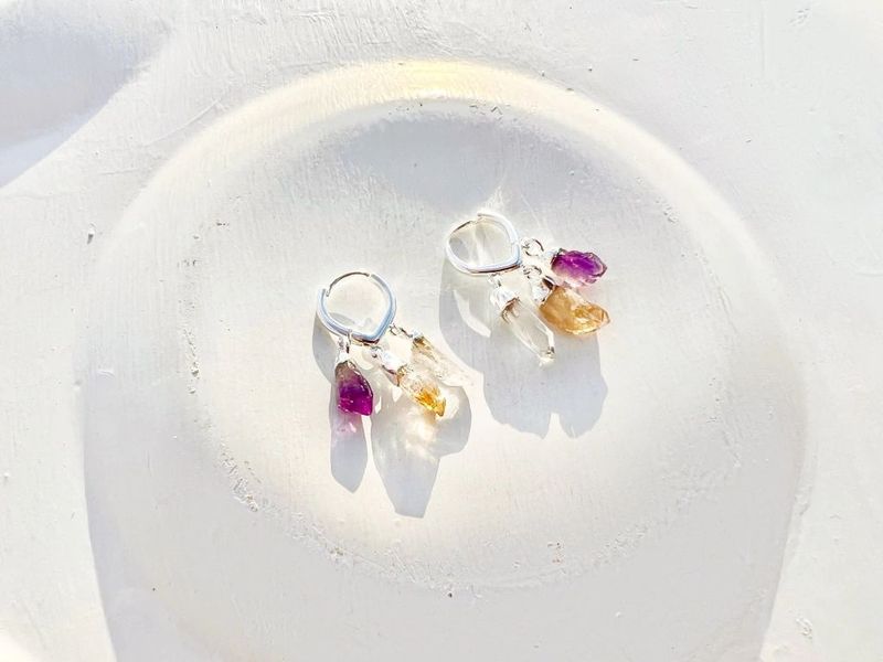 Amethyst, Citrine and Silver Crystal Patuá Ring