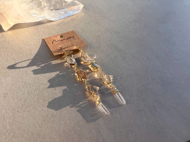 Queen Crystal and Gold Citrine Earrings