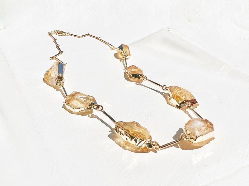 Eleva Citrine Gold Necklace
