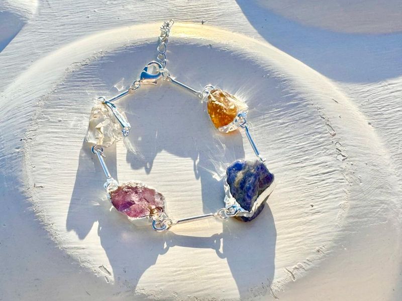 Eleva Amethyst, Citrine, Crystal and Silver Sodalite Bracelet