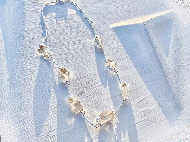 Eleva Crystal Silver Necklace