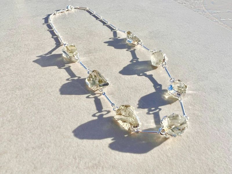 Eleva Prasiolite Silver Necklace