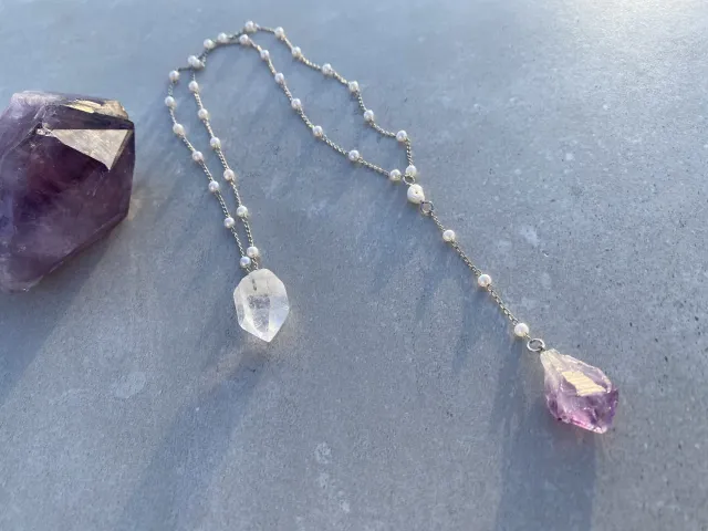Arequipa Amethyst and Silver Crystal Scapular