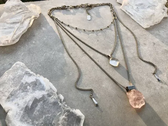 Lory Silver Rose Quartz Necklace