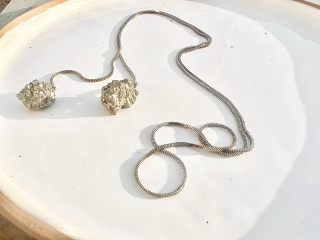 Zoe Pyrite Silver Necklace