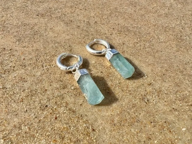 Nia Silver Aquamarine Hoop