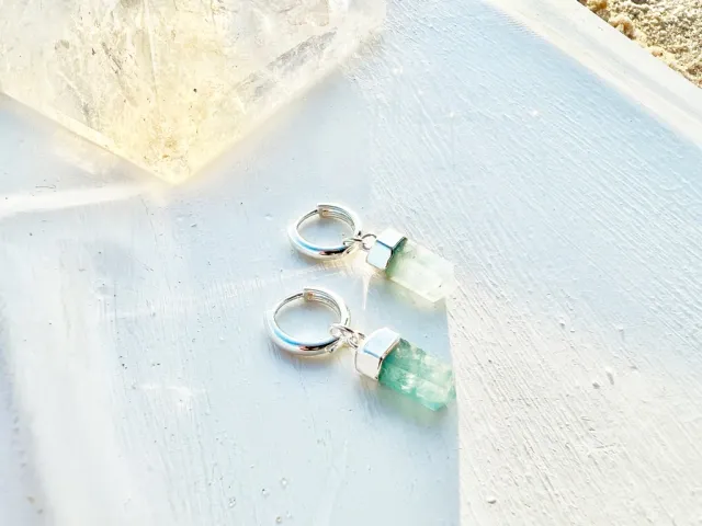 Nia Silver Aquamarine Hoop