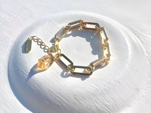 Pulseira Chain citrino dourada