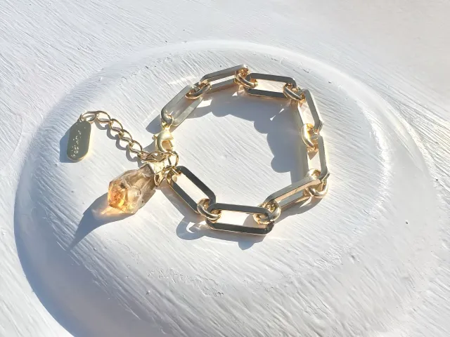 Gold Citrine Chain Bracelet