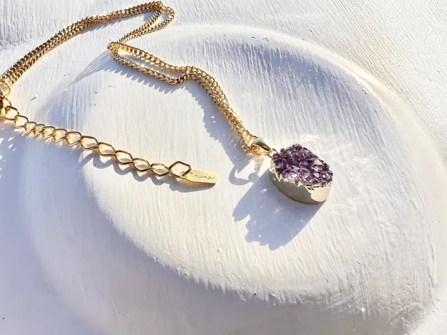 Mini Gold Amethyst Druse Necklace