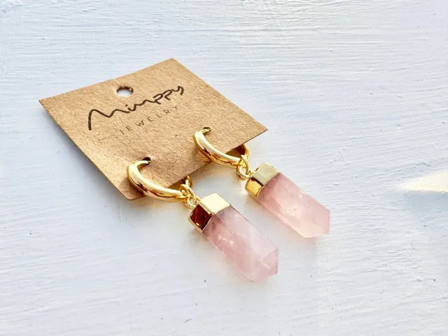Nia Rose Quartz Gold Hoop