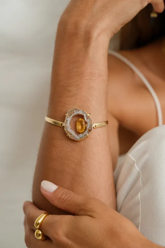 Monaco Agate and Citrine Gold Bracelet