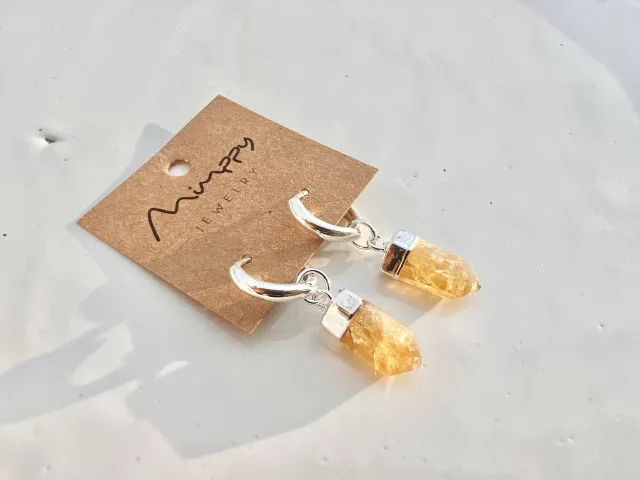 Nia Citrine Silver Hoop