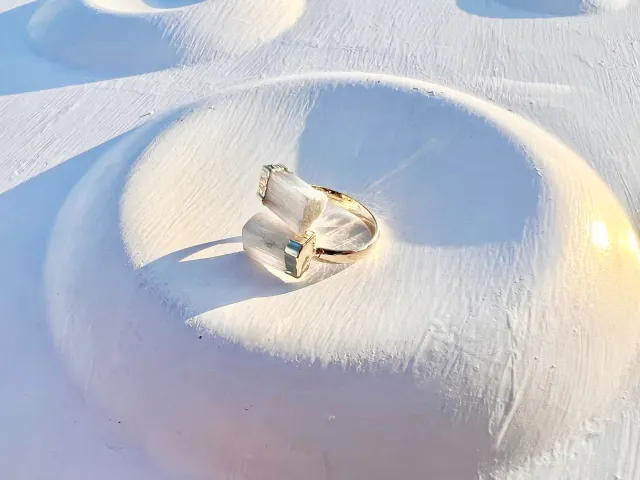 Golden Zee Selenite Ring